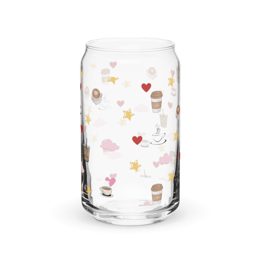 Whimsical Coffee Cup Pattern Can-Shaped Glass product image (4)