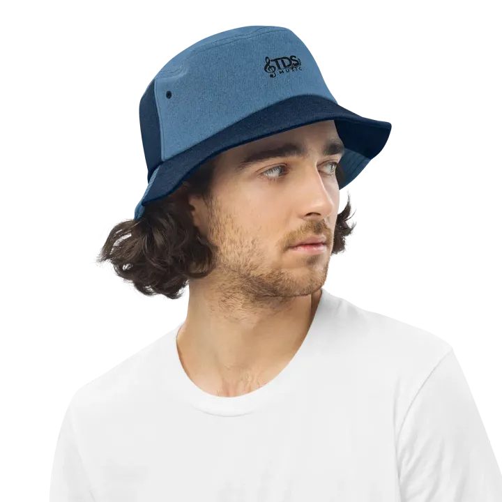 Capstone Denim Bucket Hat - TDS Embroidered High Profile Hat in Black and Blue product image (2)