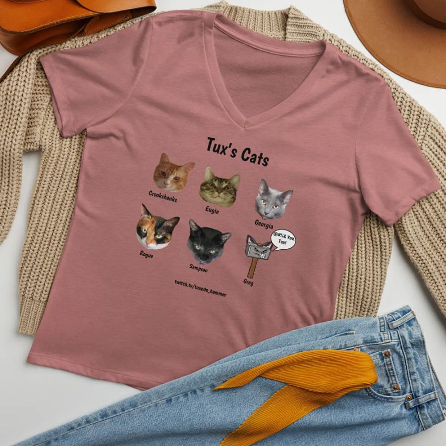 Tux's Cats Ladies V-Neck Tee product image (7)