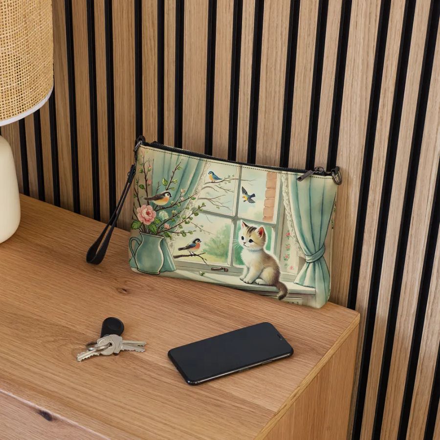 Charming Kitten and Birds Crossbody Bag - Vintage-style Purse product image (5)