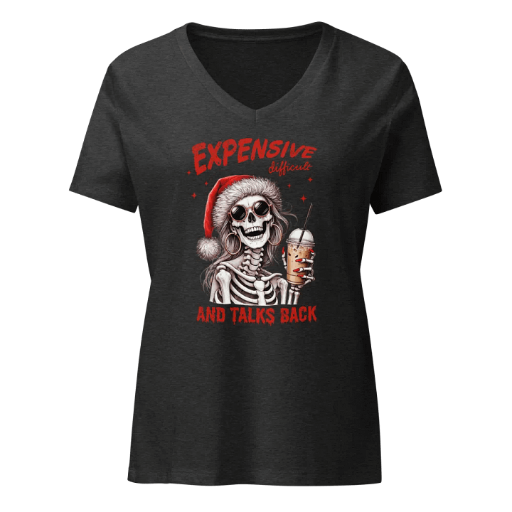 Funny Santa Girl Skeleton V-Neck Tee product image (3)