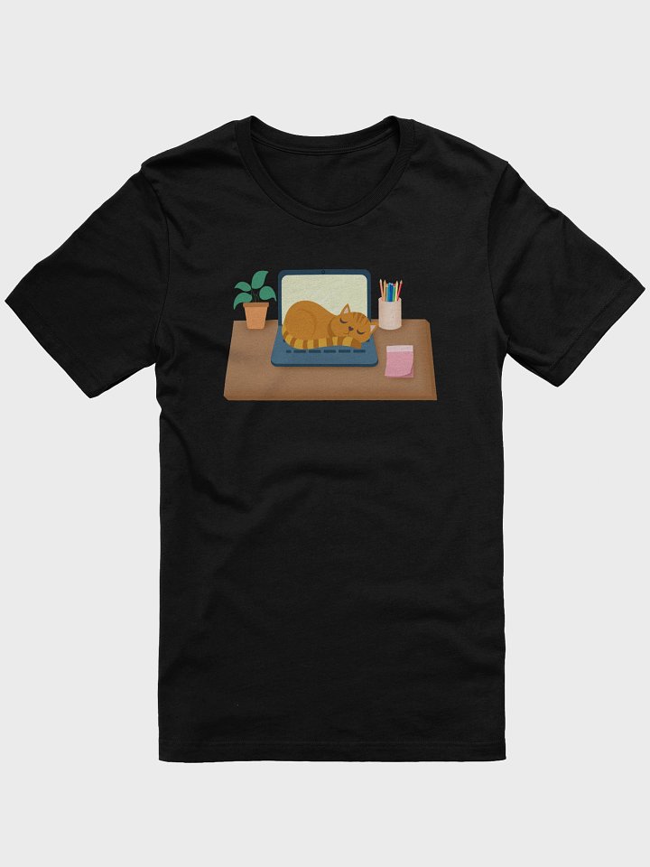 Cat Sleeping on Laptop Desk T-Shirt product image (3)