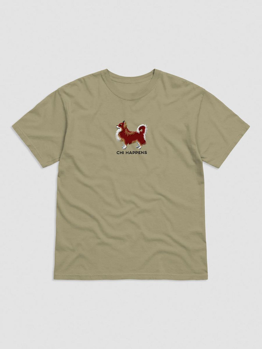 Chi Happens T-Shirt(Embroidered) of a Longhaired Chihuahua(Red Tricolor) product image (9)