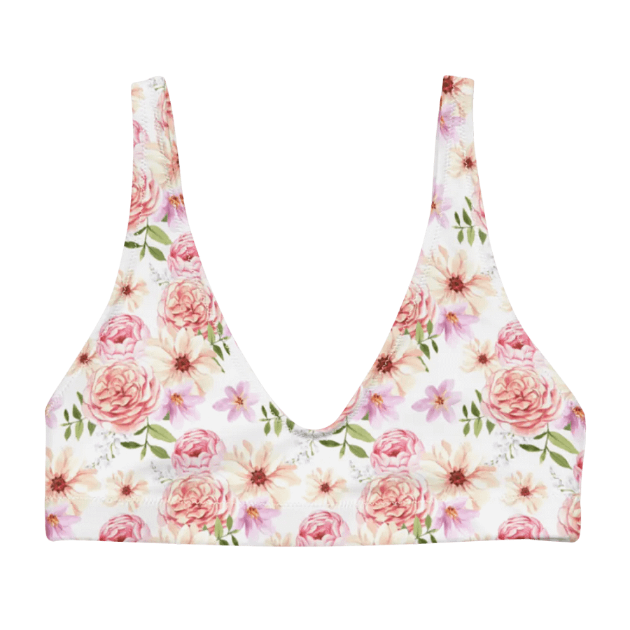 Watercolour Floral Pattern Padded Bikini Top - V6 product image (4)
