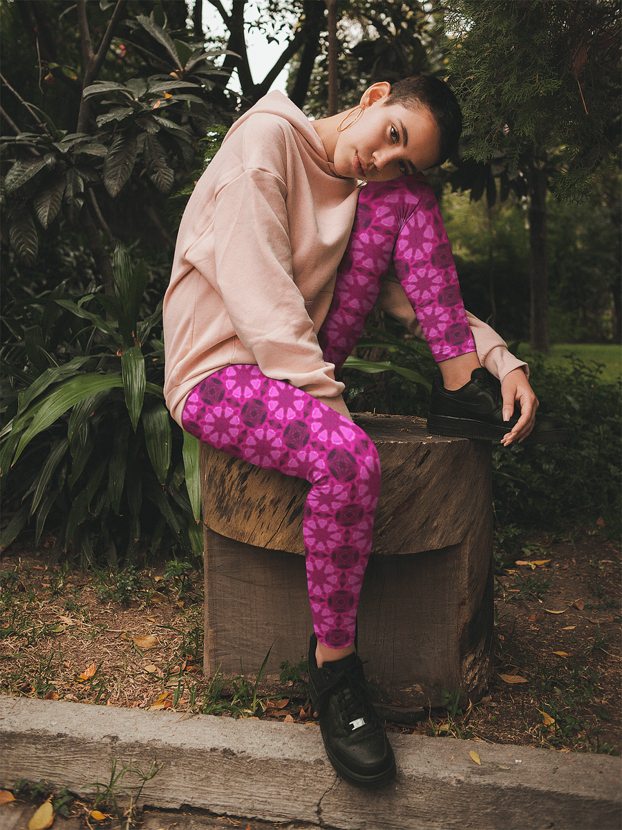 Abstract Raspberry Shapes Repeating Pattern Ladies Leggings product image (7)