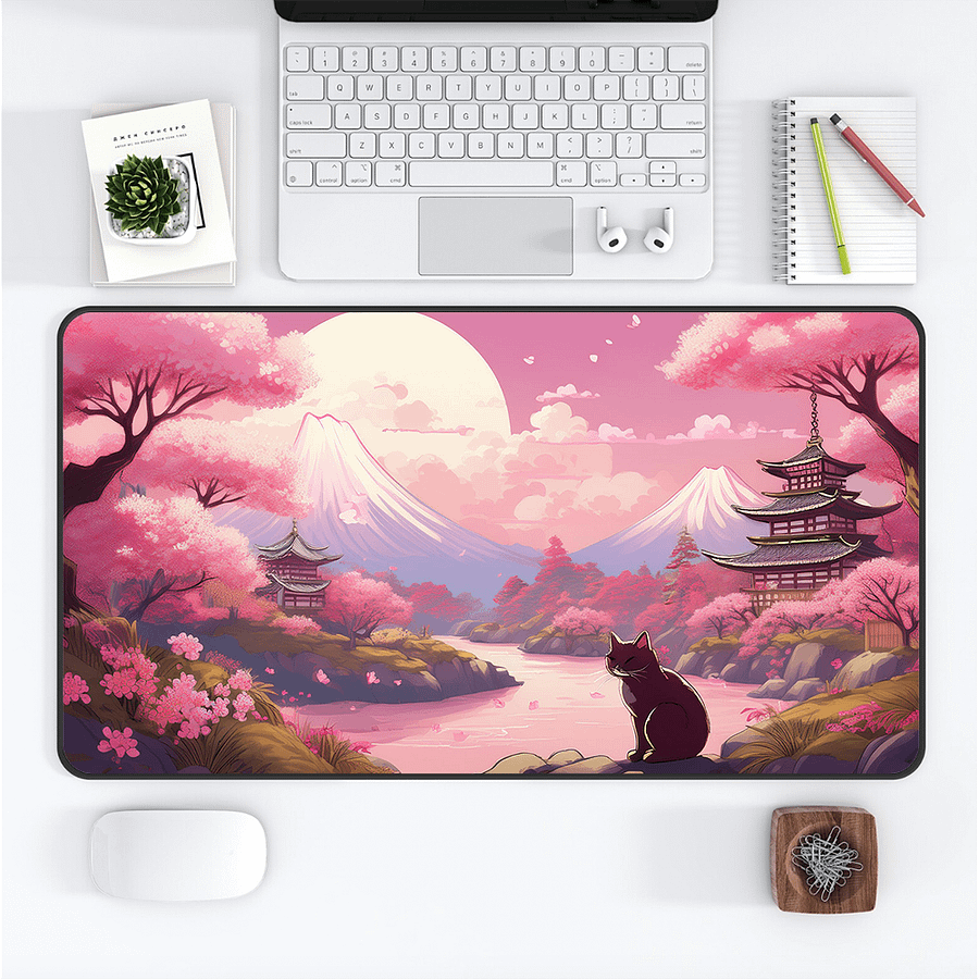 Whiskered Blossoms Medium Desk Mat (12 x 22) product image (1)