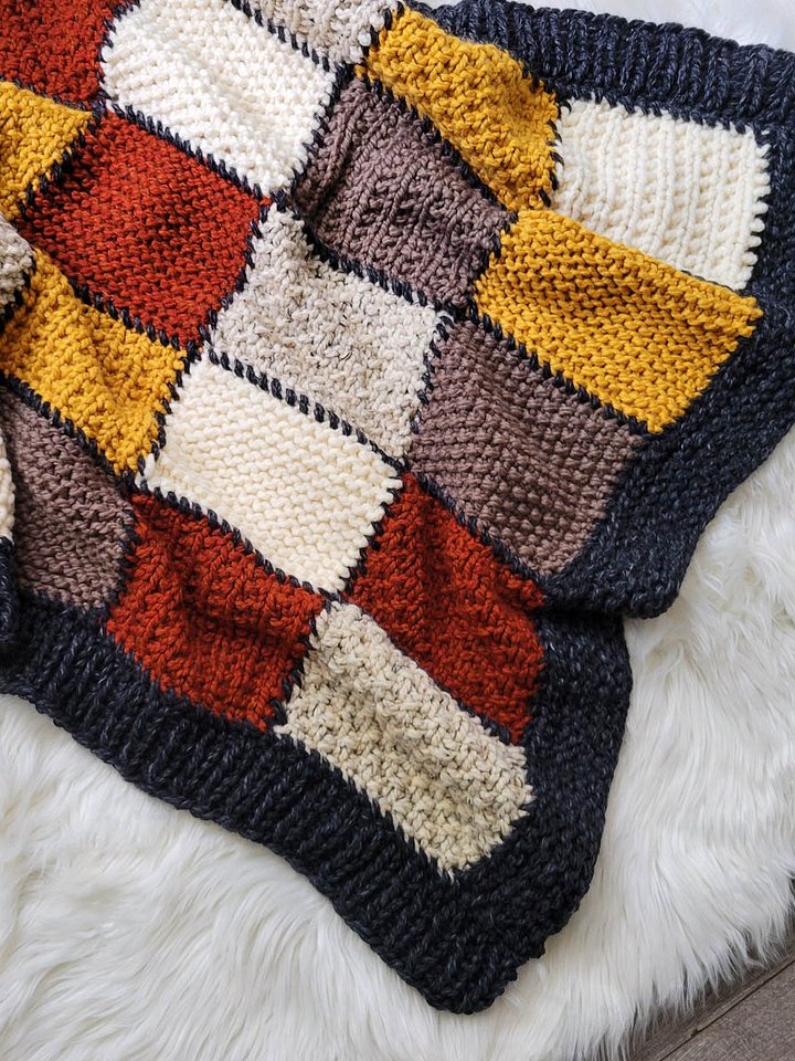 Chunky Patchwork Blanket Knitting Pattern - Connect 5 product image (2)