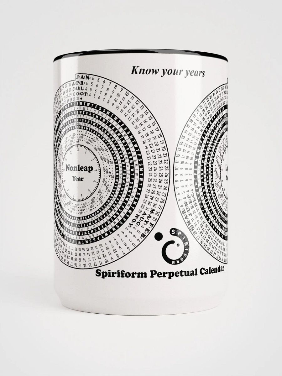 Spiriform Perpetual Calendar 15oz Ceramic Mug with Color Inside product image (5)