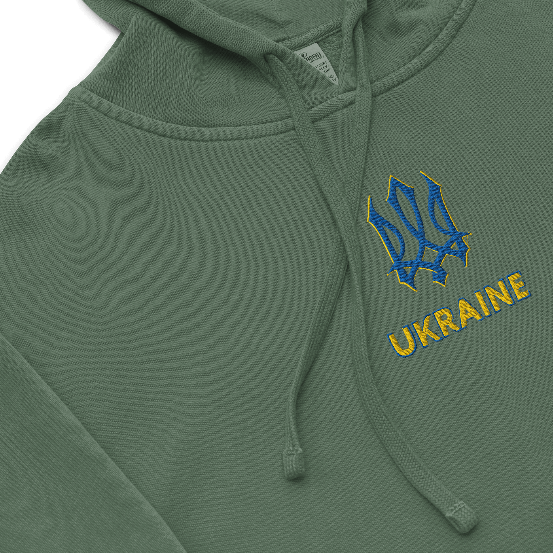 Ukraine Trident Blue Yellow Ukrainian Coat Arms Official Symbol | Independent Trading Co. Pigment Dyed Hoodie | Embroidered product image (15)