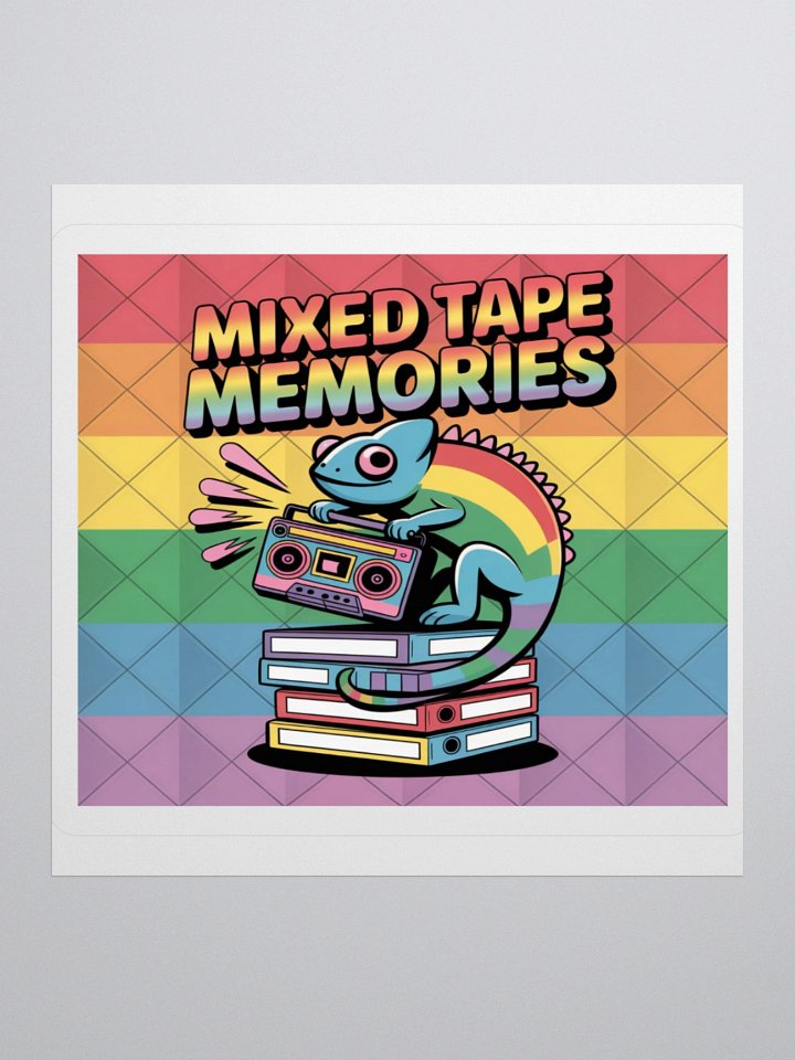 Mixed Tape Memories Sticker - Retro Boombox Chameleon Design product image (1)