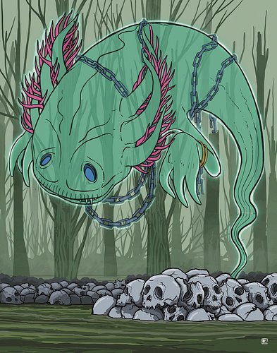 The swamp spirit 
Inktober52 15 - Axolotl

#inktober #inktober52 #inktober52axolotl #axolotl #ghost #ghostart #illustration #...