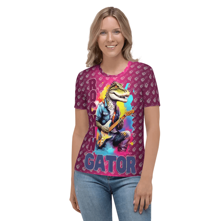 Rockin Gator Alligator Playing Guitar All Over Print T-shirt product image (2)