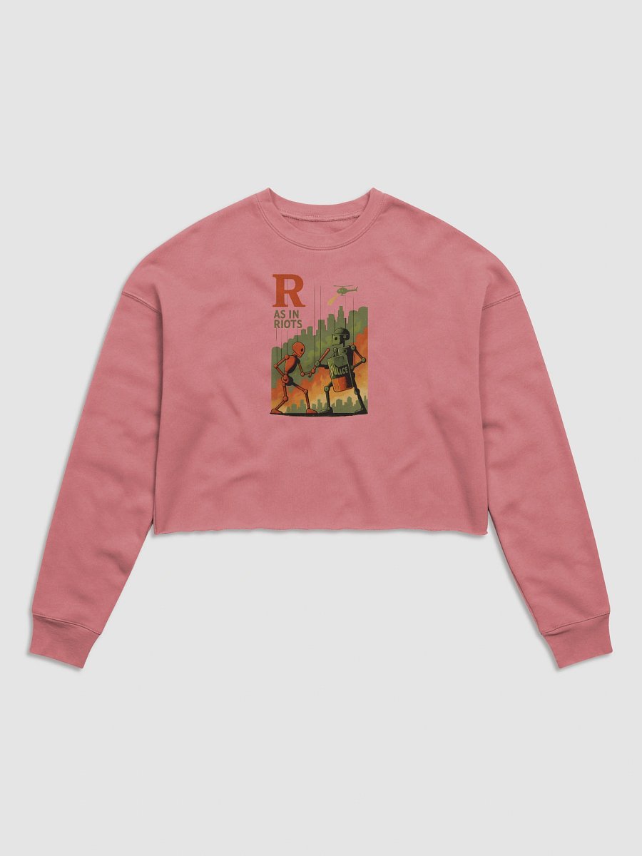 R as in riots women`s fleece crop sweatshirt by dark alphabet product image (25)