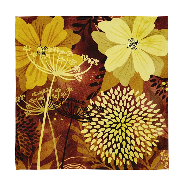 Watercolor Florals Yellow Brown Cloth Napkins 4pcs product image (2)