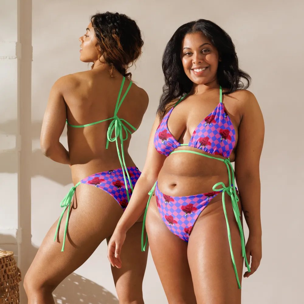 Rosy string bikini {melon and periwinkle} product image (10)