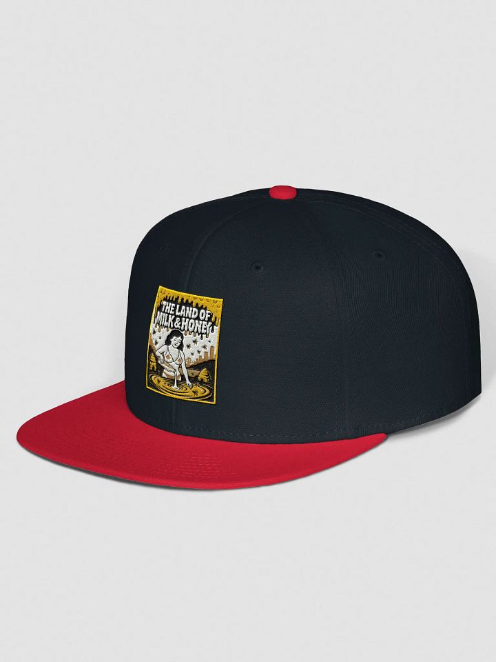 Red "THE LAND OF MILK & HONEY" Snapback Cap product image (2)