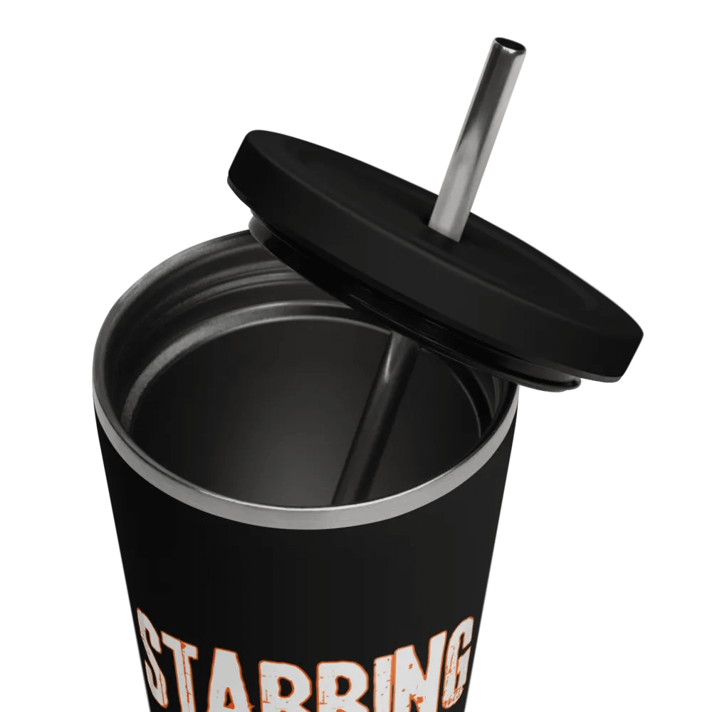 Insulated Black Tumbler with Lid and Straw (20oz) product image (7)