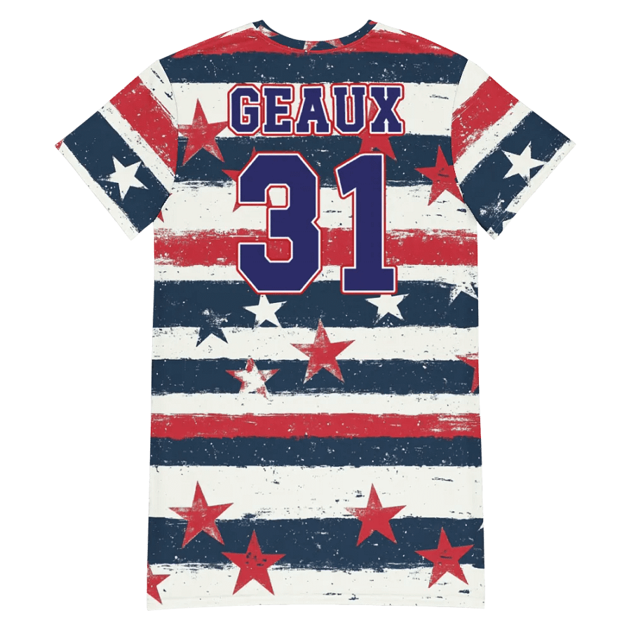 Geaux 31 (On Back) - Vintage Patriots (Stars & Stripes) T-Shirt Dress product image (6)