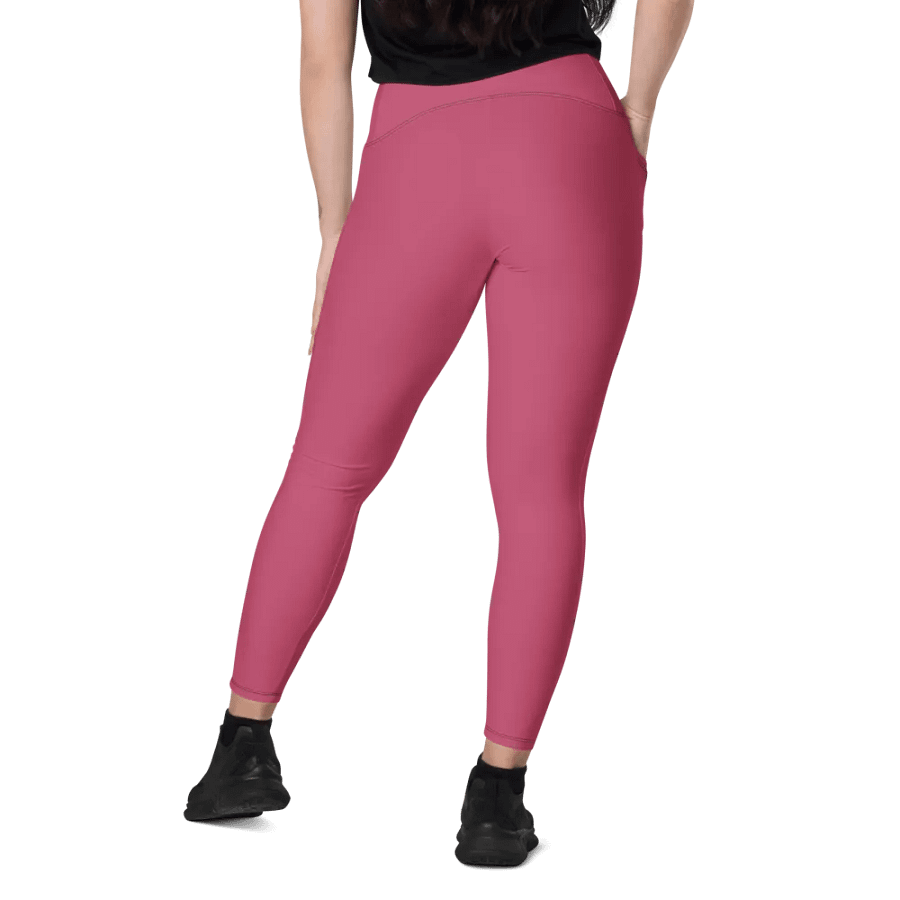 Plain Vibrant Red Soft Summer Women's High Waisted Premium Crossover Leggings with Pockets by Treasure Pie product image (9)