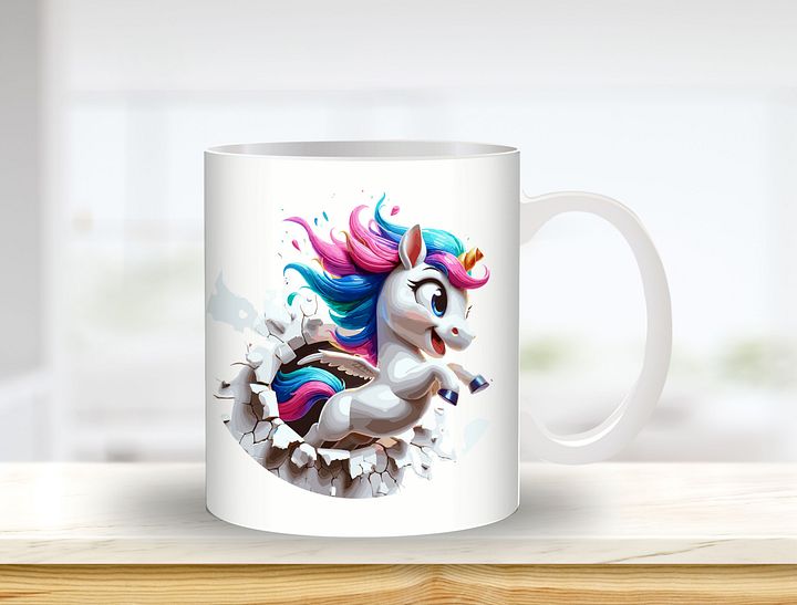 Unicorn Wall Breakthrough Sublimation Design, 11oz & 20oz Mug Template, Mug Wrap Template PNG, Digital Download product image (1)