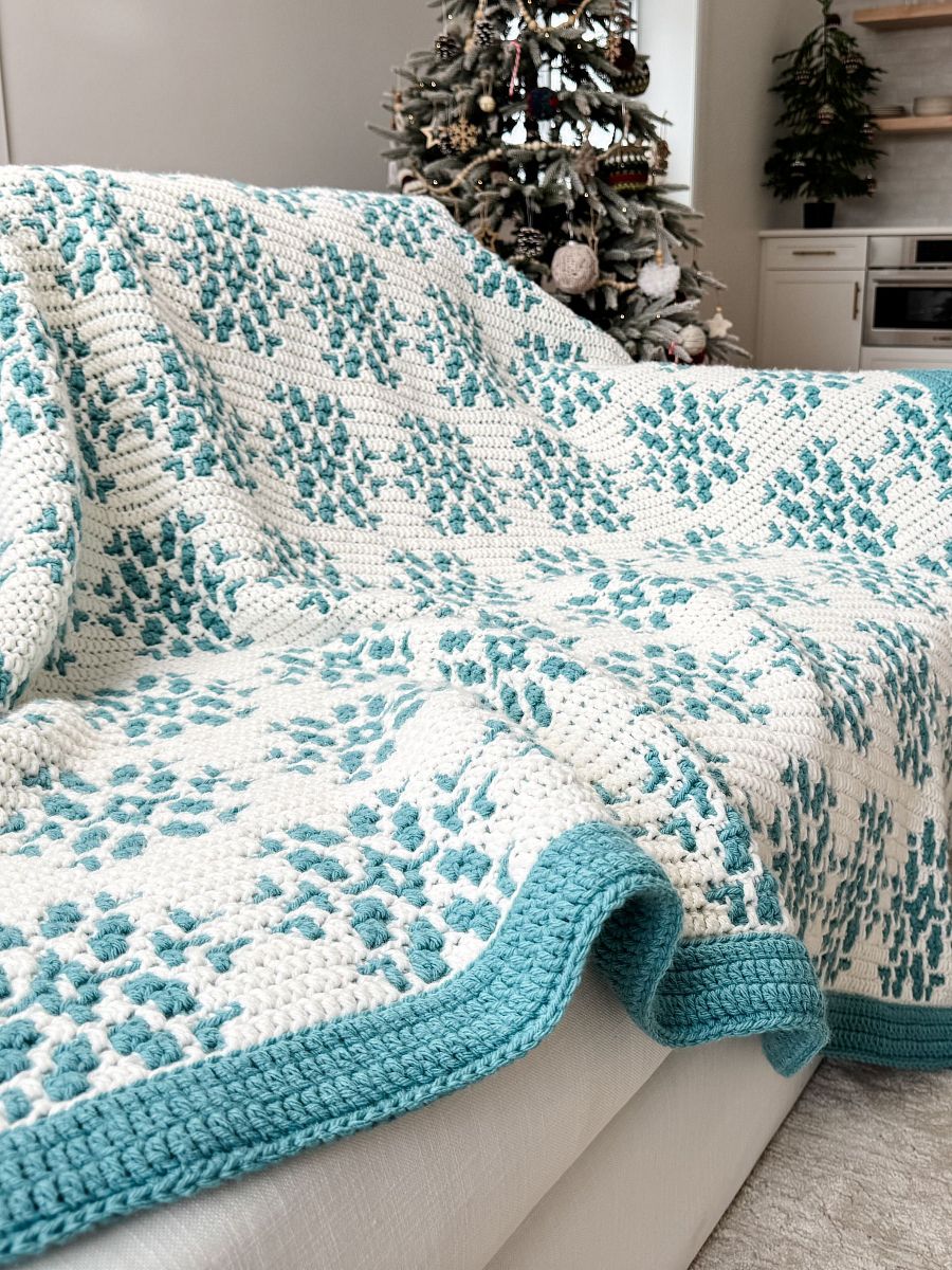 Snow Flurries Mosaic Blanket Crochet Pattern product image (8)