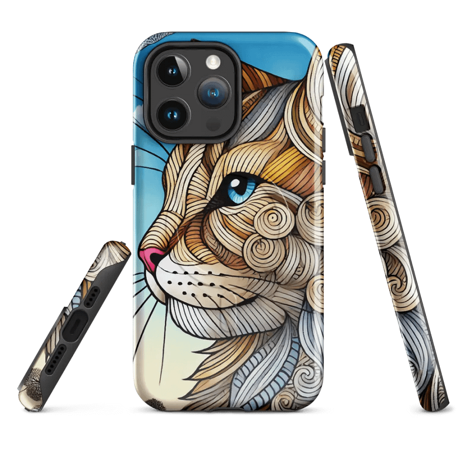 MagSafe® Tough Case for iPhone® | Feline Harmony: AI-Designed Cat Mandala Motif product image (4)