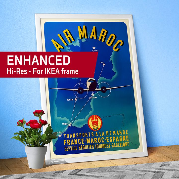 Morocco, Air Maroc, 1950 (Rare poster, Enhanced) — retro travel poster, vintage travel print product image (1)