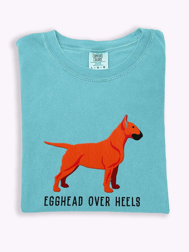 Egghead Over Heels T-Shirt(Embroidered) of an English Bull Terrier(Red) product image (1)