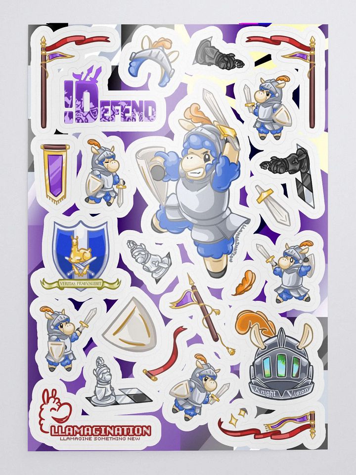 Llama Knight Sticker Set w/ Background product image (1)