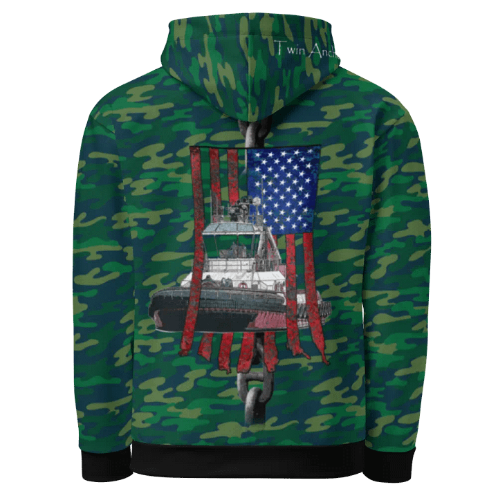 Teal Camouflage Chain Athena Tug & CE Flage Hoodie product image (1)