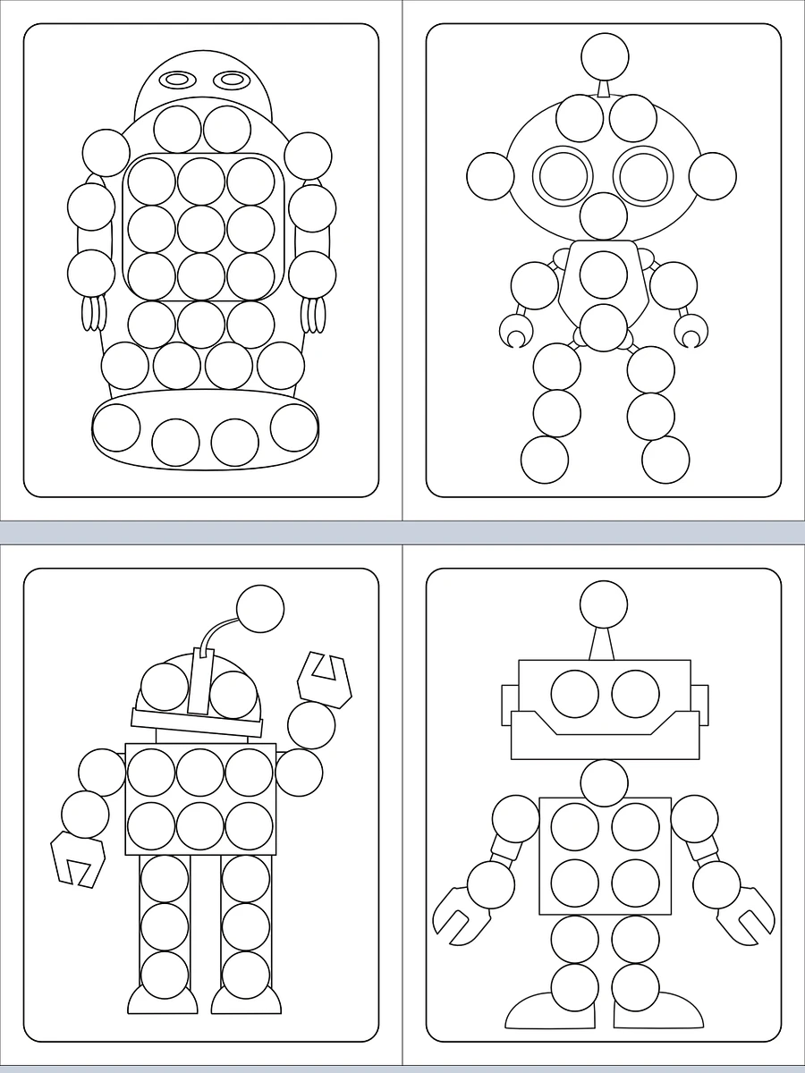Printable Dot Marker Robot Coloring Pages product image (4)