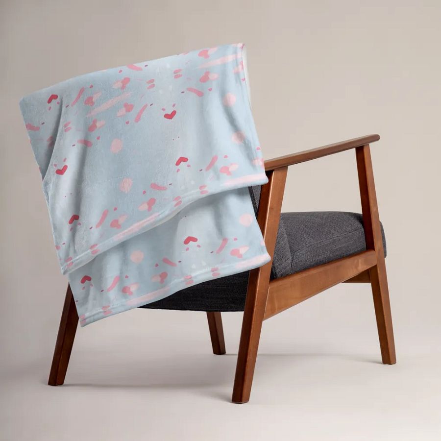 Pink Splashes & Red Hearts Throw Blanket product image (5)