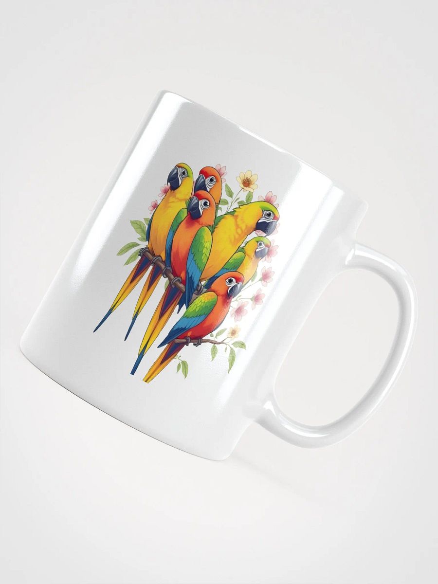 Tropical Bird Coffee Mug | Colorful Parrot Paradise White Glossy Mug product image (4)