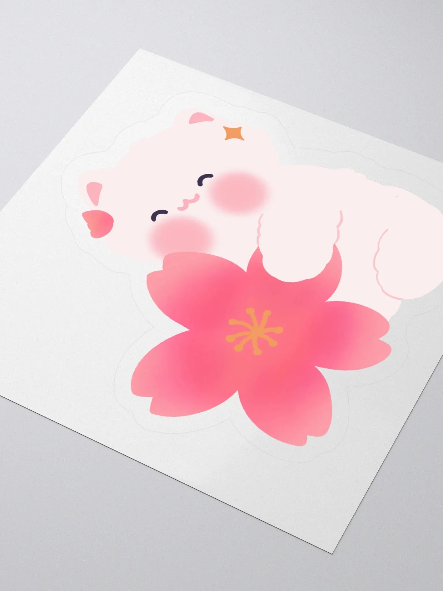 Cherry Blossom White Cat Sticker product image (5)