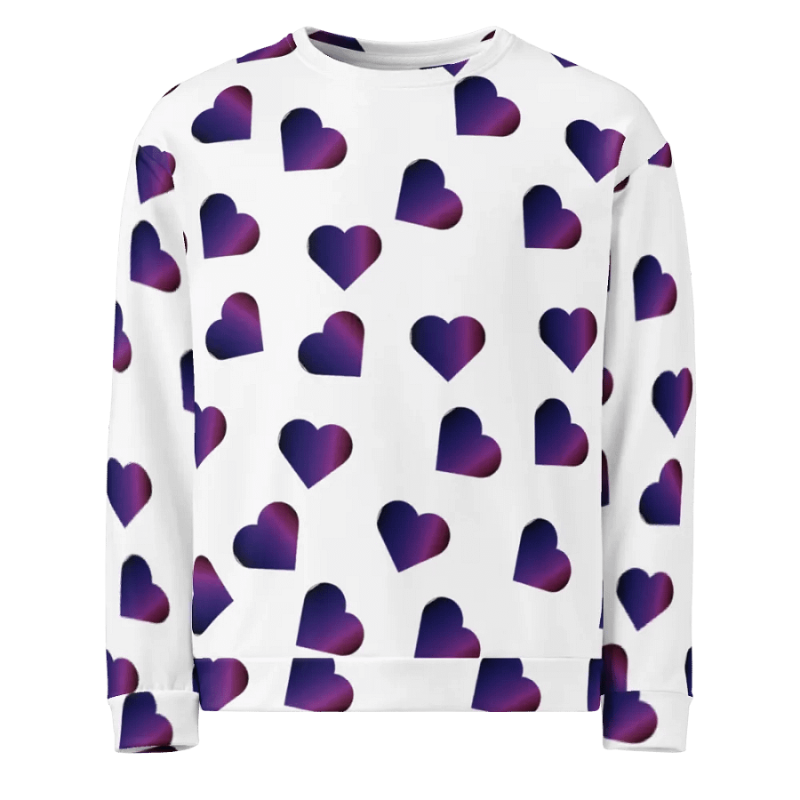 Abstract Love Pattern Purple Hearts on a White Background Unisex Sweatshirt product image (2)