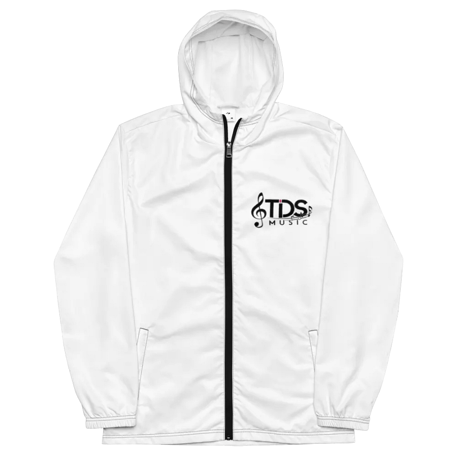 TDS Music Unisex Lightweight Water-Resistant White Windbreaker Jacket product image (3)