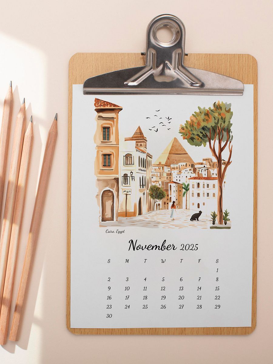 2025 Calendar | Minimal Watercolor Calendar For Travel Lovers | Wall Art | Minimal Digital Art | City Illustration | Home Decor | Gift Idea product image (12)