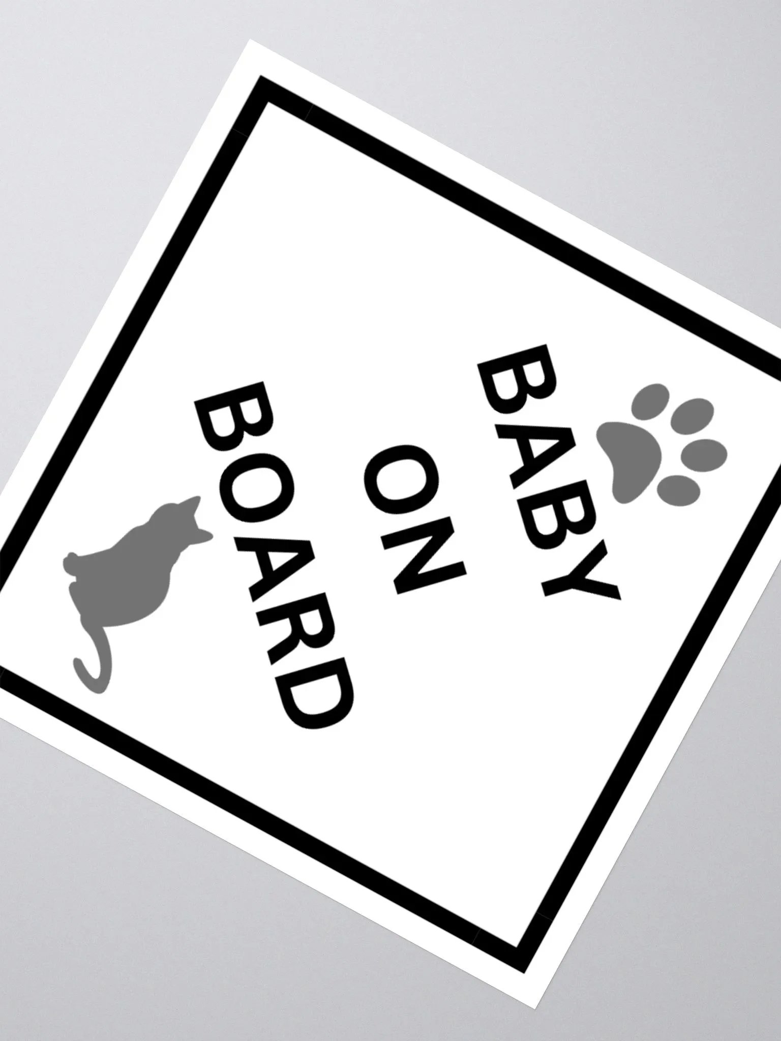 Cat Baby on Board Sticker - Gray on White product image (12)