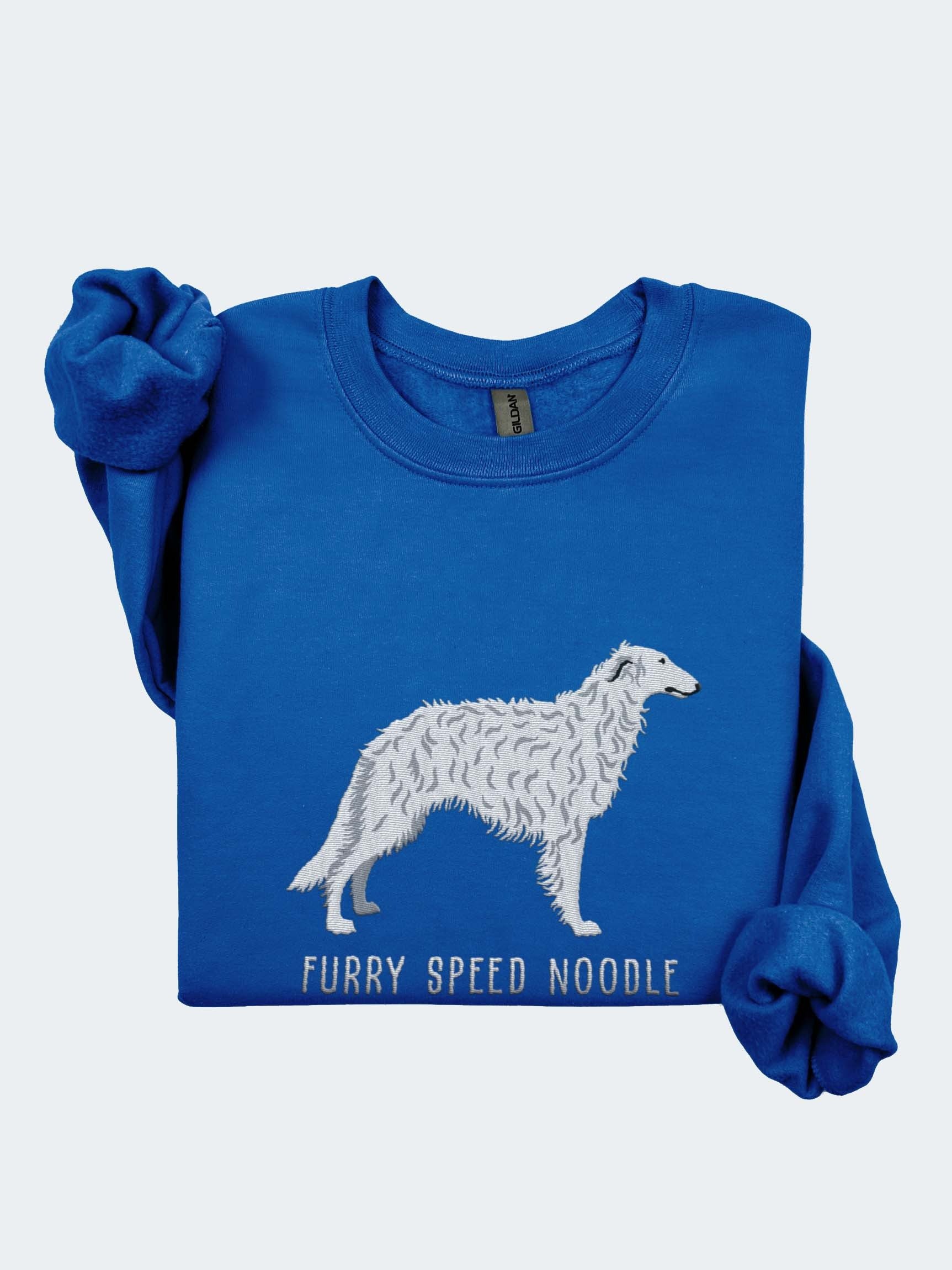 Furry Speed Noodle Sweatshirt (Embroidered) of a Borzoi(White) product image (1)