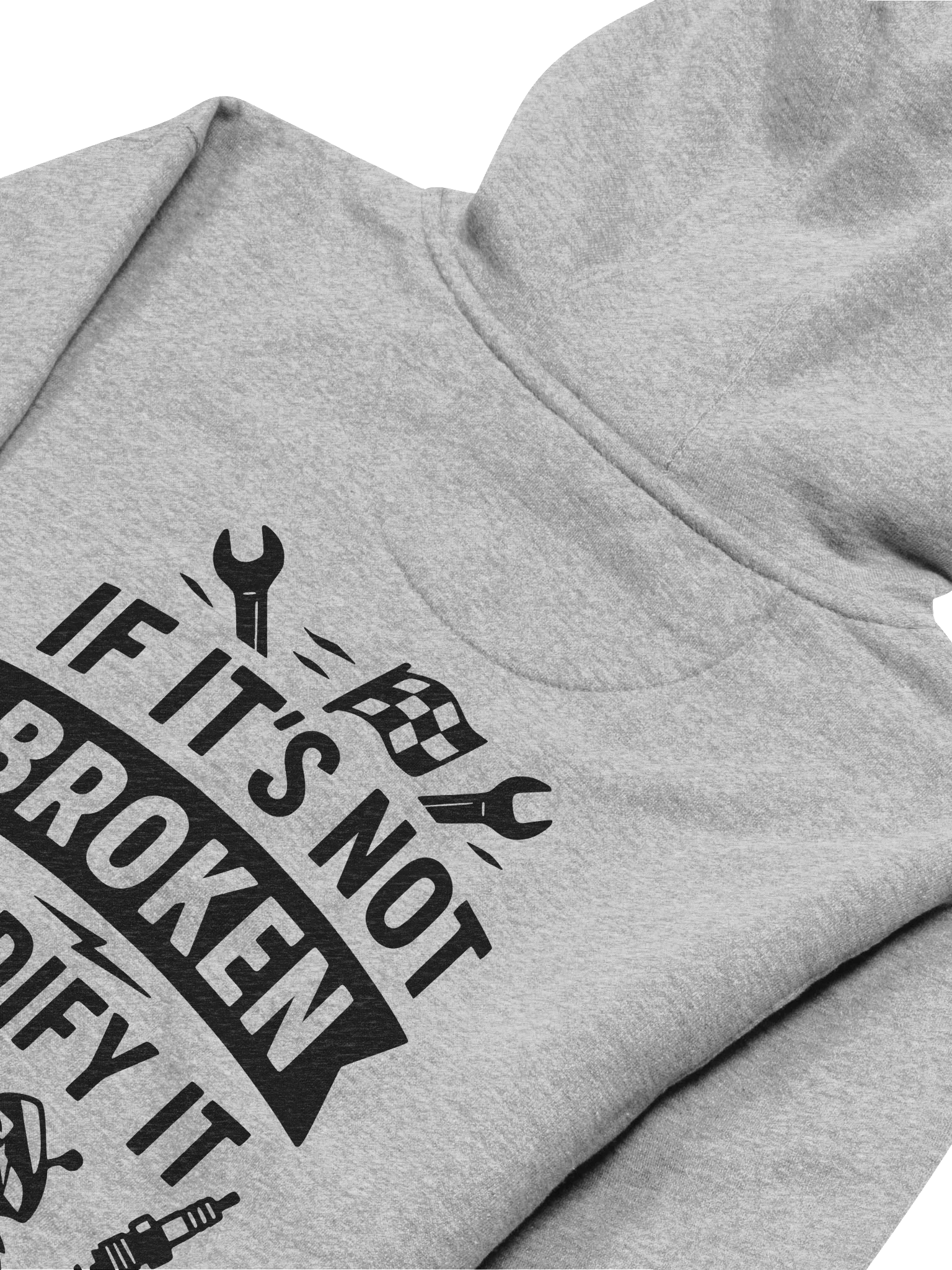 If Its Not Broken, Grey Hoodie, Black Logo product image (4)