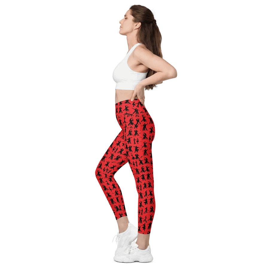 Red and Black Ballroom Dancing Leggings with Pockets product image (9)