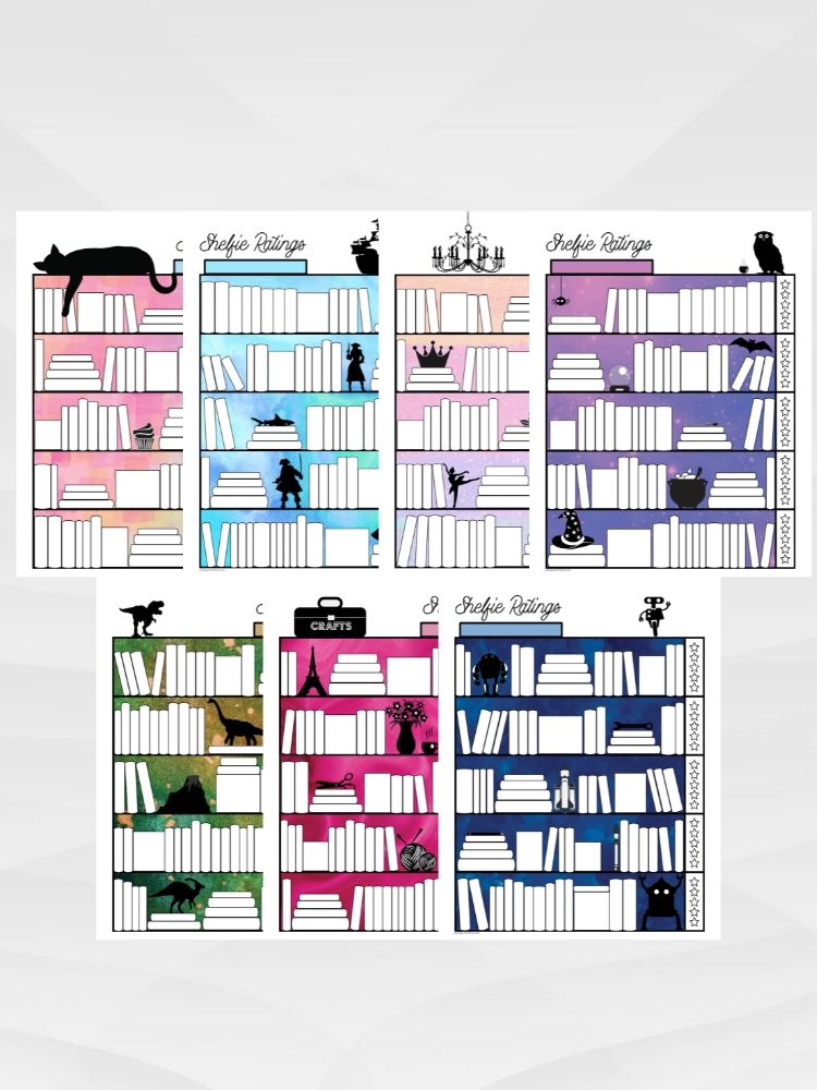 Shelfie Ratings Book Tracker, Printable Bookcase Journal Log with 7 Themes product image (9)