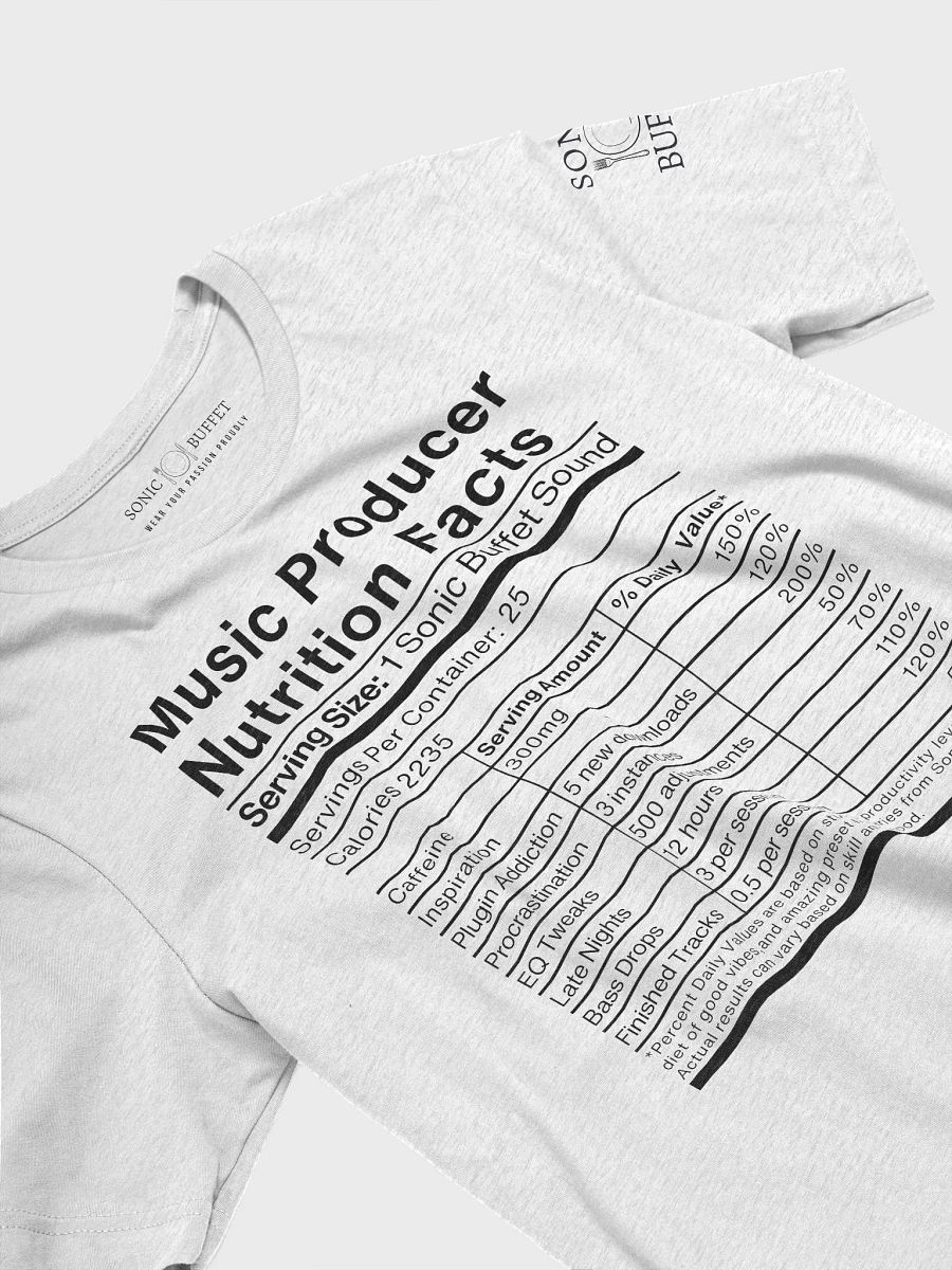 "Music Producer Nutrition Facts" T-Shirt (light colors) product image (13)