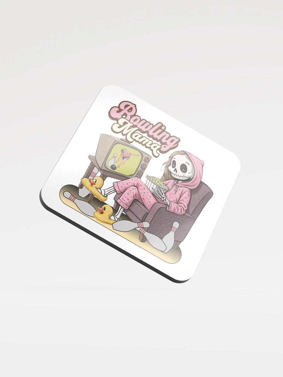 TV Bowling Mama Skeleton Night Glossed Cork Coaster product image (2)