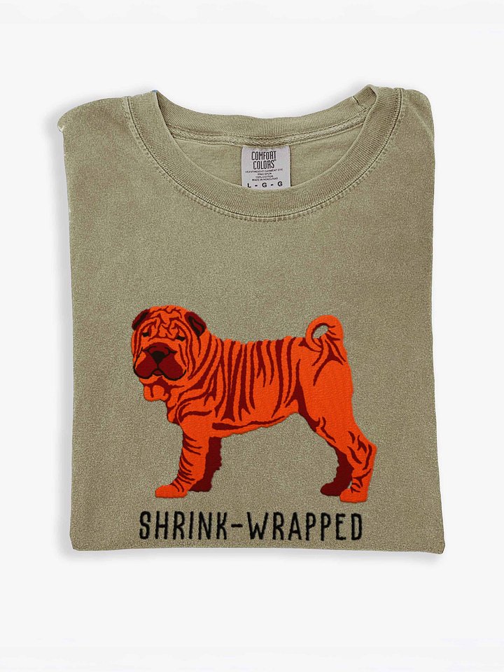 Shrink-Wrapped T-Shirt(Embroidered) of a Chinese Shar-Pei(Red) product image (1)