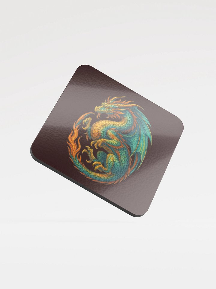 🔥 Colourful Dragon Coaster – On Burgundy Flame 🔥 product image (2)