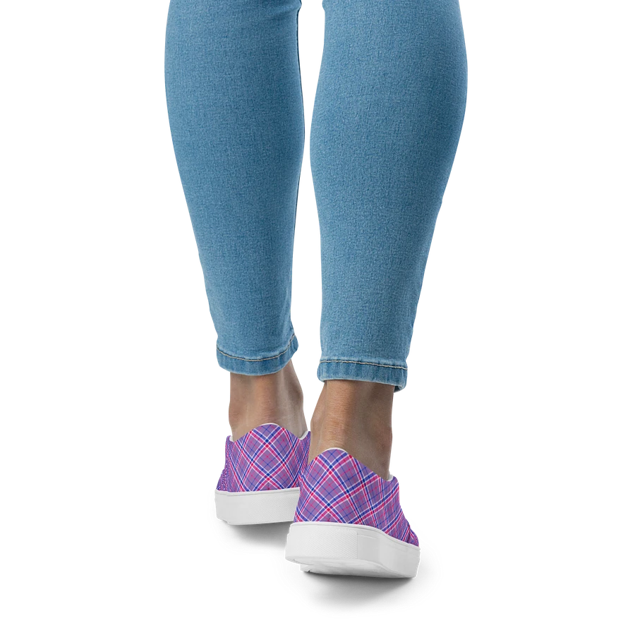 Lavender, Magenta, and Blue Plaid Women's Slip-On Shoes product image (9)
