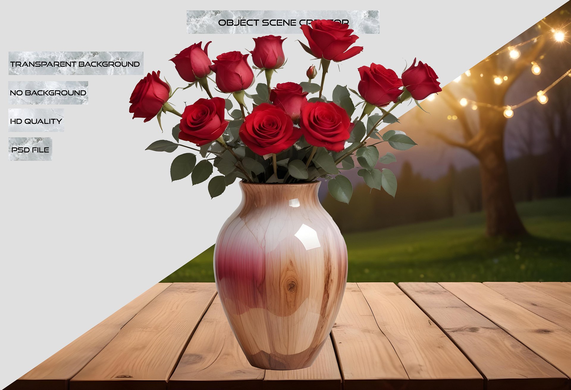 Rosewood Elegance Vase - PNG product image (2)