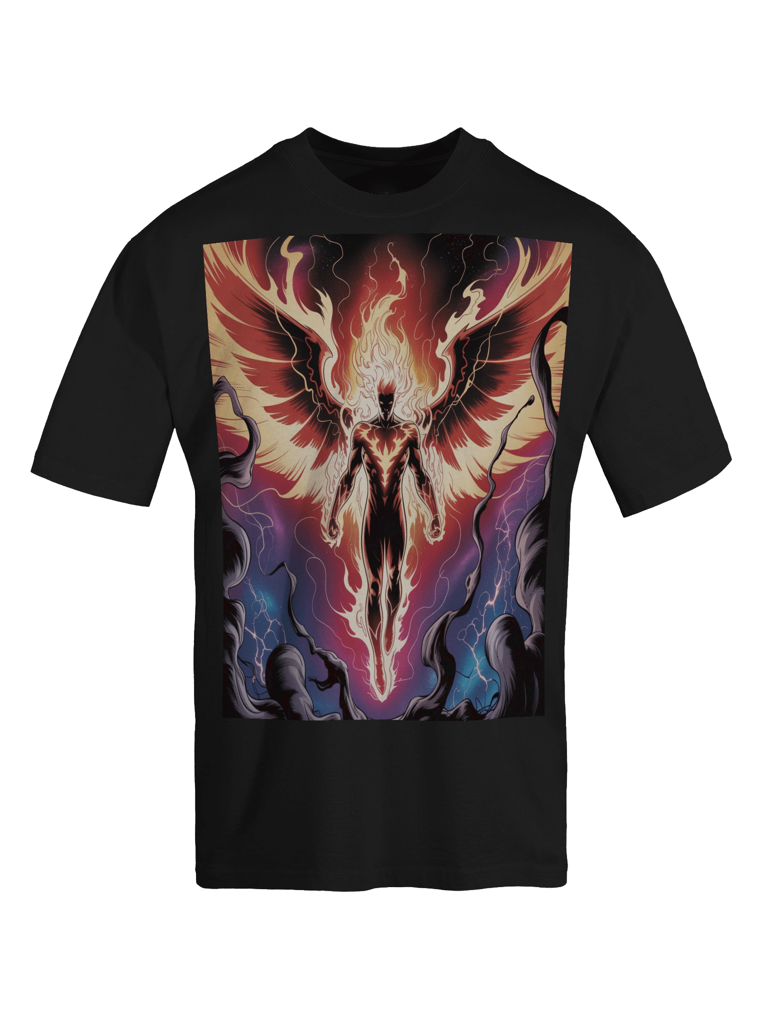 Dark Phoenix Celestial Inferno Oversized Faded T-Shirt – Flame Wing Fury product image (1)