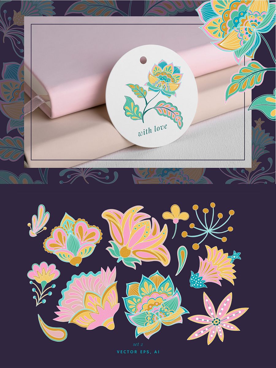 Jacobean Folk Vector Elements Set product image (5)